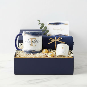 Elegante blaue und goldene Pinselstriche personali Tasse