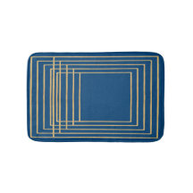 Elegante blaue und goldene Rahmen Bath Mat
