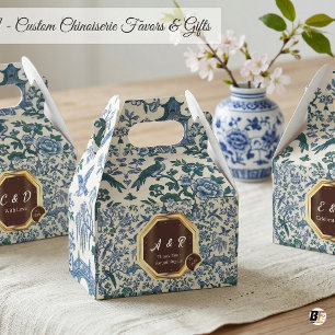 Elegante blaue und grüne Chinoiserie-Toile-Hochzei Geschenkschachtel