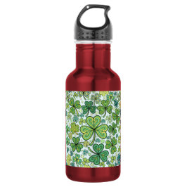 Elegante blaue und grüne Shamrock-Kleeblatt-Sportf Edelstahlflasche