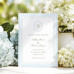 Elegante Blaue und Salbei-Hochzeit Save The Date