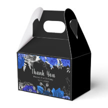 Elegante blaue und silberne Blumen Geburtstagsfeie