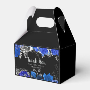 Elegante blaue und silberne Blumen Geburtstagsfeie Geschenkschachtel