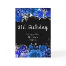 Elegante blaue und silberne Blumen Geburtstagsfeie