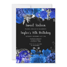 Elegante blaue und silberne Blumen Sweet Sixteen
