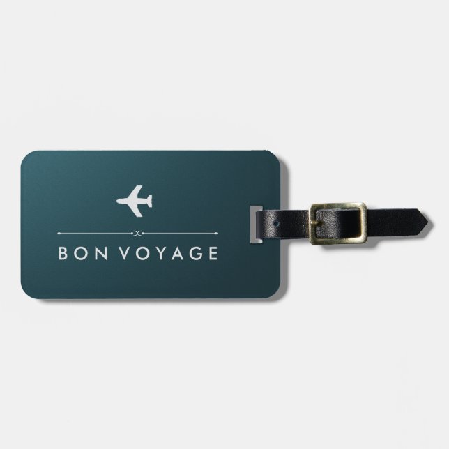 Elegante blaue und silberne Flugzeug-gute Reise Gepäckanhänger (Vorderseite horizontal)