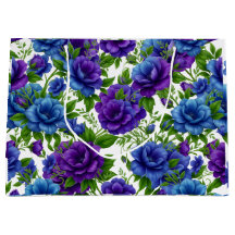 Elegante blaue und violette Rosen Blumenmuster-Tas