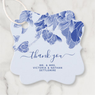 Elegante blaue und weiße Blume Vielen Dank für Ihr Geschenkanhänger