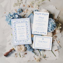Elegante blaue und weiße florale Hochzeit