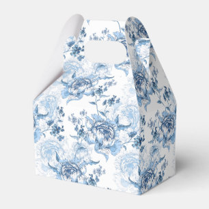 Elegante blaue und weiße gravierte Pfingstrosen Geschenkschachtel
