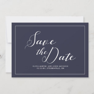 Elegante blaue und weiße Hochzeit Save The Date