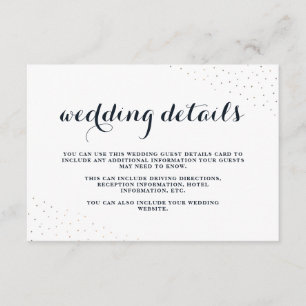 Elegante blaue und weiße Hochzeitsdetails mit Punk Begleitkarte