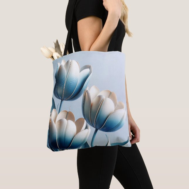 Elegante blaue und weiße Tulpen (Von Nahem)