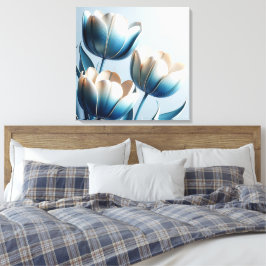 Elegante blaue und weiße Tulpen Leinwanddruck