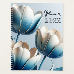 Elegante blaue und weiße Tulpen Planer
