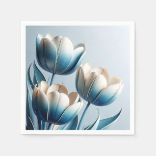Elegante blaue und weiße Tulpen Serviette