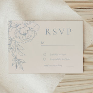 Elegante blaue Vintage-Blumenhochzeit RSVP Karte