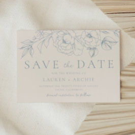 Elegante blaue vintage Blumenhochzeit Save The Date