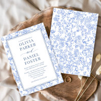 Elegante blaue vintage-französische Floral-Toile