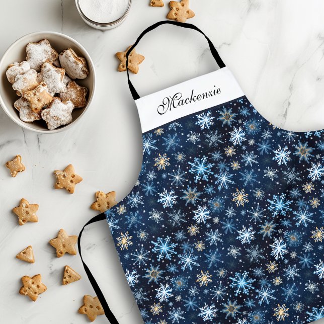 Elegante Blaue Vintage Winterschneeplätzchen Schürze (Elegant Blue Vintage Winter Snowflakes Apron)