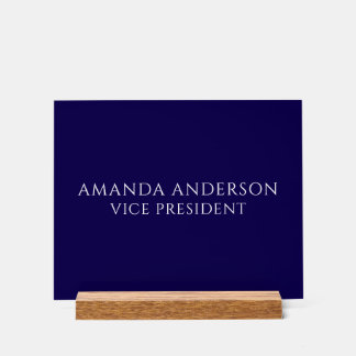Elegante blaue Vizepräsident Titel Namensschild Acrylschild