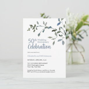 Elegante blaue Wasserfarbe 25. Hochzeitstag Einladung