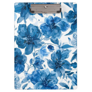 Elegante blaue Wasserfarbe-Floralie Klemmbrett