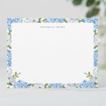 Elegante blaue Wasserfarben-Hortensie personalisie