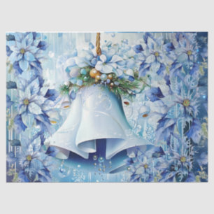 Elegante blaue Weihnachts-Blumen-Glocken-Decoupage Seidenpapier