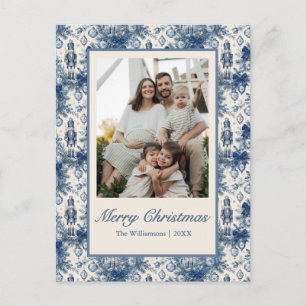Elegante Blaue Weihnachts-Toile-Nussknacker-Fotos Feiertagspostkarte