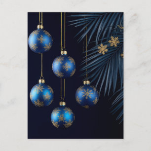 Elegante blaue Weihnachtsdekorationen Feiertagspostkarte