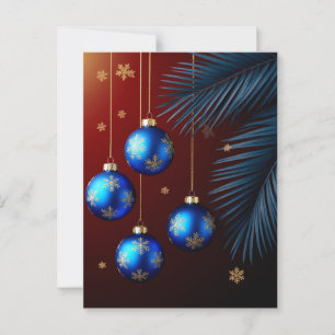 Elegante blaue Weihnachtsdekorationen Postkarte