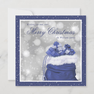 Elegante blaue Weihnachtsgrußkarten Feiertagskarte