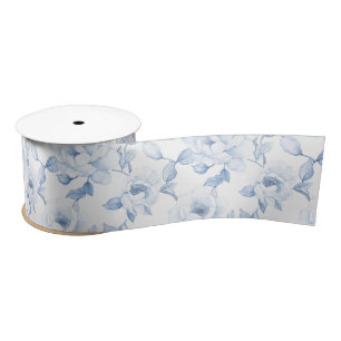 Elegante blaue weiße Blumen-Brautparty Satinband