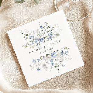 Elegante blaue weiße grüne florale Hochzeit Serviette