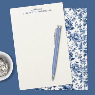 Elegante blaue weiße Vintage-Rosen-Blumen Briefpapier