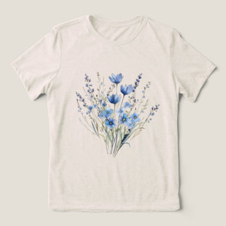 Elegante blaue Wildblumen Tri-Blend Shirt