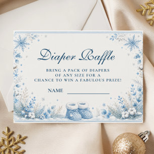 Elegante blaue Winter-Baby-Shower-Windel-Raffle Begleitkarte