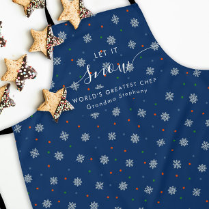 Elegante blaue Winter-Schneeflocken und -Punkte na Schürze