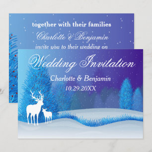 Elegante blaue Winter-Schneelandschaft Hochzeit Ei Einladung
