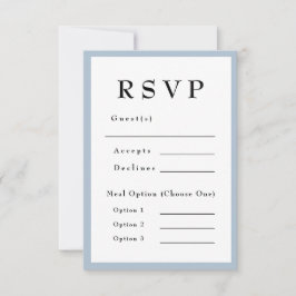 Elegante blaue zeitlose Hochzeit RSVP Karte