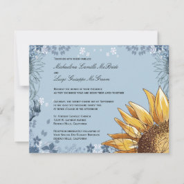 Elegante Blaufenstätte feierliche Hochzeit Einladung