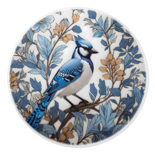 Elegante Blauhäherhafter William Morris Stil Keramikknauf