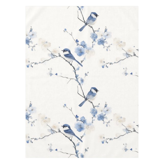 Elegante Blaumeise auf Weiß Tischdecke (Vorderseite)