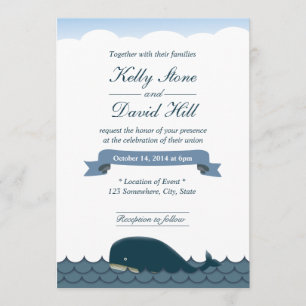 Elegante Blauwal- und Meer-Hochzeitseinladungen Einladung