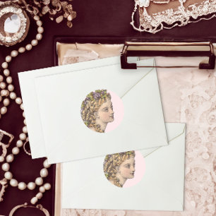 Elegante blonde viktorianische Frau Vintage-Mode Runder Aufkleber