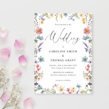 Elegante Bloom-Wildblume Romantische Script-Hochze