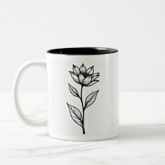 Elegante Blooming Line Kunst Tasse - Minimalistisc