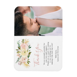 Elegante Bloral Gold Blush Pink Foto Gastgeschenk  Magnet