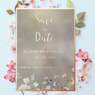 Elegante blorale Herbstkarte Save the Date Folieneinladung